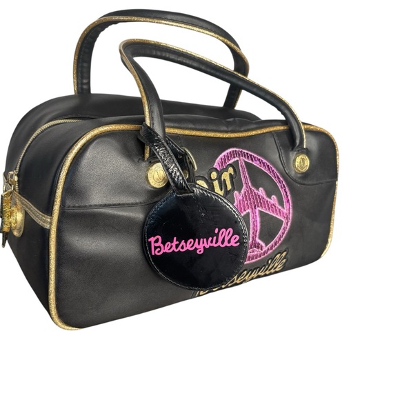 Betsey Johnson air travel handbag  black/pink with Vintage Design - Picture 5 of 13